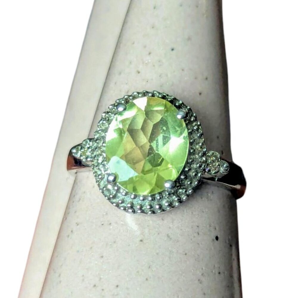 Solitaire Yellow Lemon Quartz Ring Raised‎ Rose Cut Faceted Silver 925 Chunky